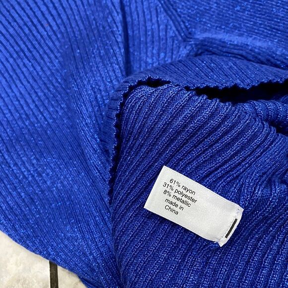 Lane Bryant 3/4 Sleeve Metallic Blue Knit Sweater Top Size 10/12 NWT - Picture 9 of 10